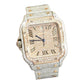 Cartier Santos Men's S.Steel Watch Roman Iced Out 12ct Diamonds 40mm (pre-owned)