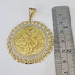 REAL 10k Yellow Gold Charm Centenario Style Coin in Bezel 50 Pesos 1947 For Men