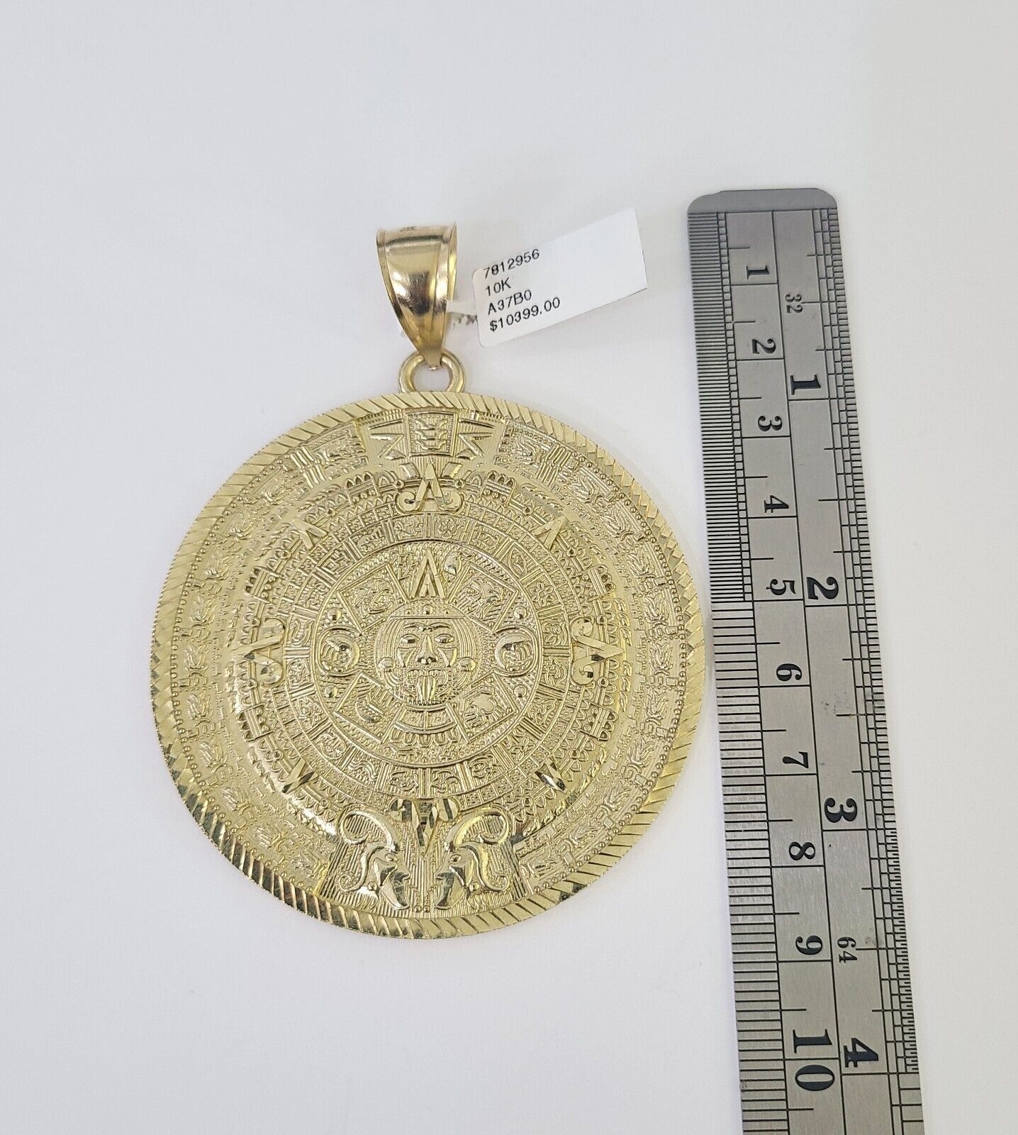 10k Solid Rope Chain Mayan Calendar Pendant Necklace 7mm 20"-30" SET Charm