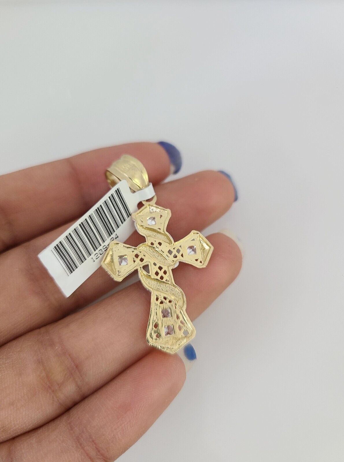 10k Gold Miami Cuban Chain Spiral Cross Charm Pendant 3mm 18-28in Necklace Set