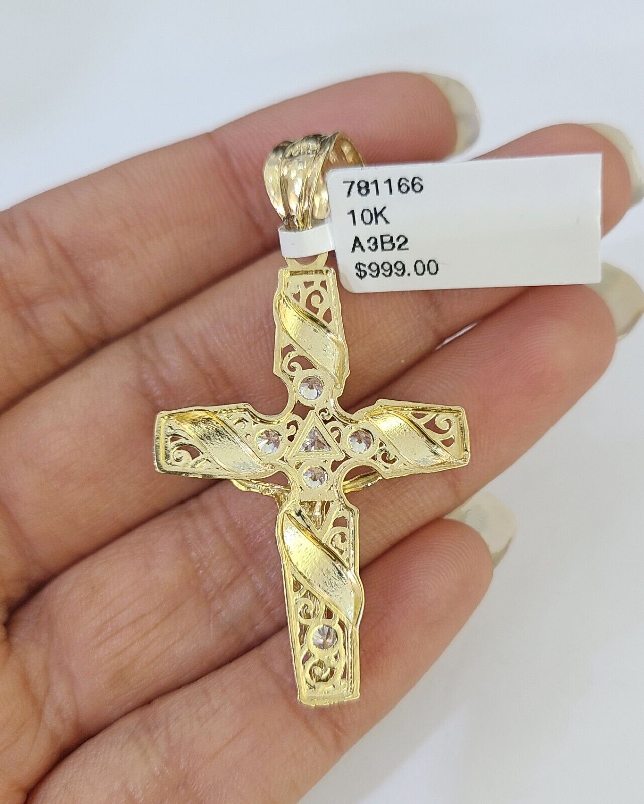 10K Gold Franco Chain Cross Charm Length 18-26 inches 2mm REAL Yellow