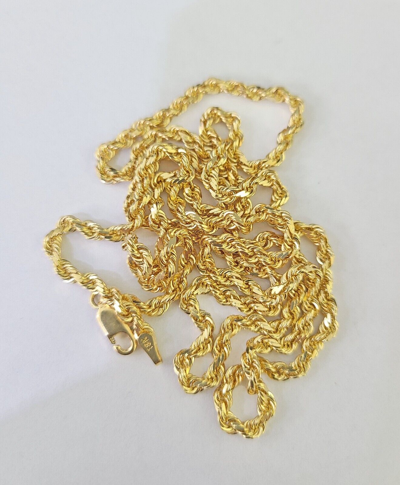 18k Real Solid Rope Chain Yellow Gold 3mm 26" Inch Genuine 18kt Necklace