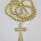 10k Gold Byzantine Necklace Jesus Cross Charm Pendant 20"-30" 8mm REAL SET Chain