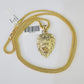 10K Franco Chain Roaring Lion Pendant Charm Necklace 20"-26" 2.5mm Yellow Gold