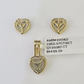 10k Diamond Heart Earrings Pendant Charm SET Yellow Gold