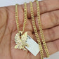 10K Gold Miami Cuban Chain Flying Eagle 18"-28" 3mm REAL Pendant Necklace SET