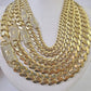 Real 10k Cuban Monaco Chain Necklace Gold Link Royal  7mm-15mm 20"-26"