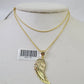 10K Solid Franco Chain Angel Wings Pendant Charm Necklace 18"-24" 1.5mm Gold