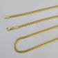 18k Solid Miami Cuban Chain Yellow Gold 3mm 22" Inch Genuine Necklace Real