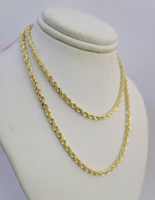 14k Solid Rope Chain Necklace 4mm 18"-28" Inch Yellow Gold Men Women 14Kt