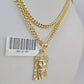 10K Gold Miami Cuban Chain Jesus Head 18"-28" 3mm REAL Pendant Necklace SET