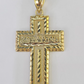 10k Real Last Supper Cross Charm Pendant Yellow Gold Men Women Diamond cuts 2"