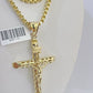 10k Gold Byzantine Necklace INRI Jesus Cross Charm 18-26 inches 3mm SET Chain