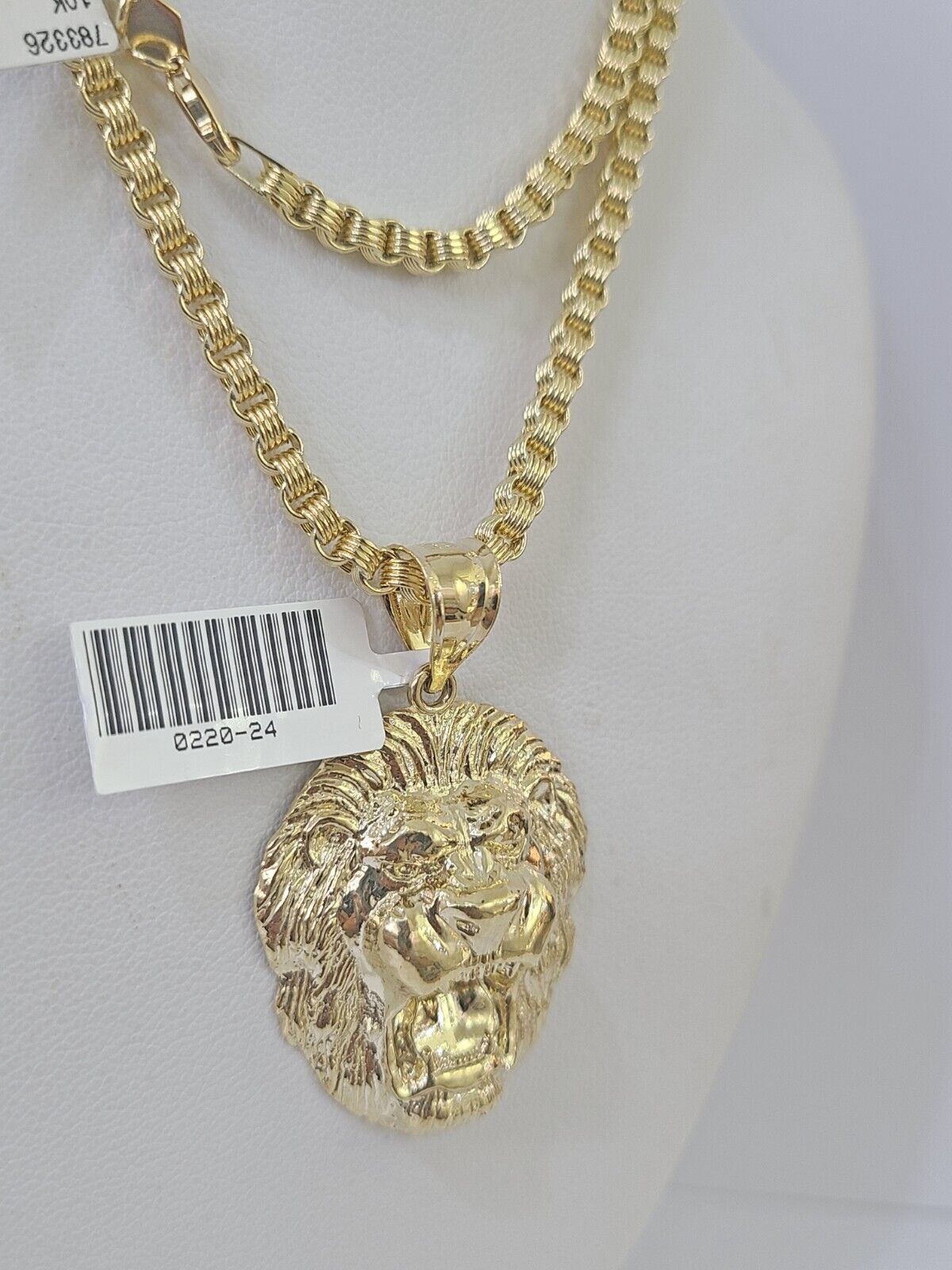 10k Gold Byzantine Necklace Lion Charm 18-26 inches 3mm REAL Yellow SET Chain