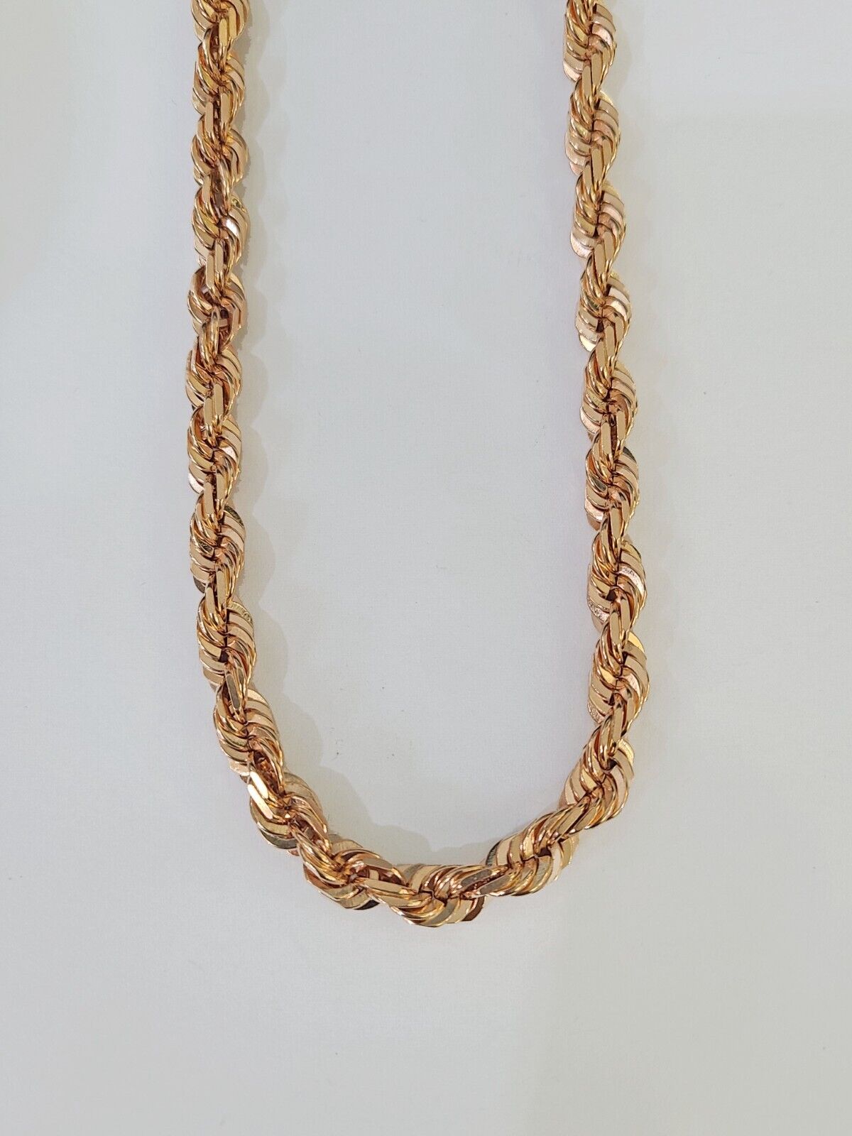 10k Solid Rose Gold Rope Chain Necklace 24" Inches 7mm Diamond Cut