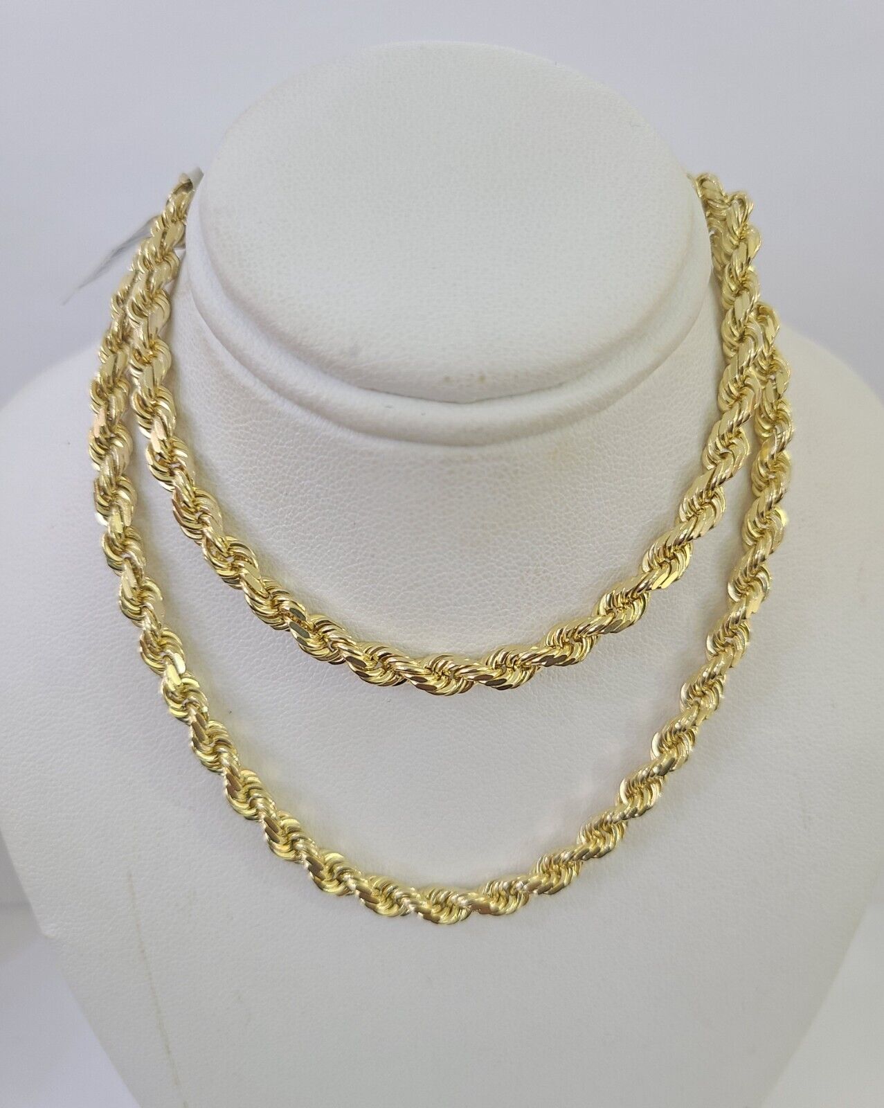 10k Real Solid Rope Chain Yellow Gold Women Men Diamond Cut 4mm 20 Inches