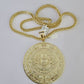 10K Franco Chain Mayan Calendar Pendant Charm Necklace 20"-26" 5mm Gold SET