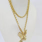 Real 10k 3mm Rope Chain Eagle Pendant 18" 20" 22" 24" 26" Gold Set