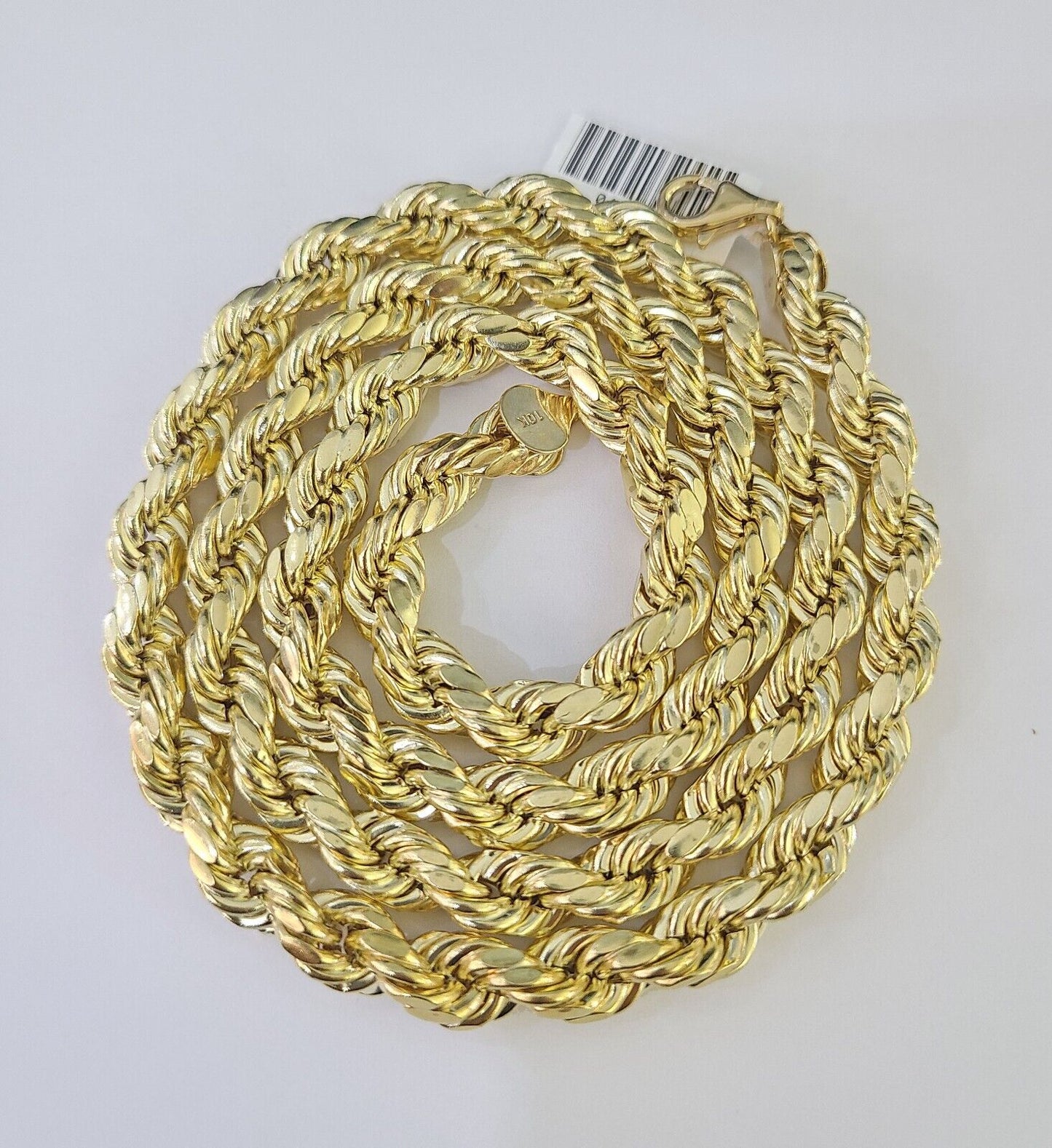 10k Gold Rope Chain Necklace 26 Inch 8mm Diamond Cut REAL 10kt Yellow Gold