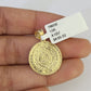 10K Gold Miami Cuban Chain Mayan Calendar 18"-28" 3mm REAL Pendant Necklace SET