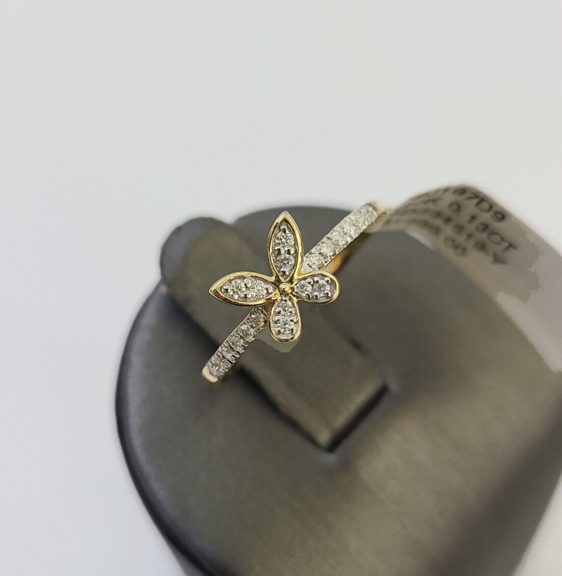 Real 10k Diamond Ladies Ring Butterfly Yellow Gold Women Casual Genuine