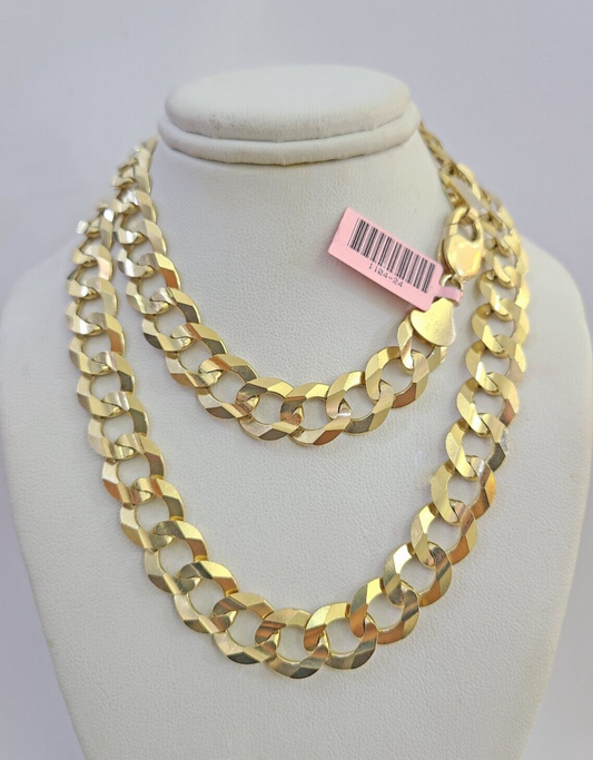 14k Solid Gold Cuban Curb Link chain 11mm 24 Inches Real Necklace Yellow Genuine