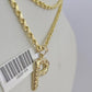 10k Gold Initial P Charm Rope Chain 16"-26" 2.5mm SET Necklace Alphabet Pendant