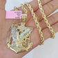 14k Yellow Gold Rope Chain Eagle Anchor Pendant SET 7mm 22" Inch Necklace