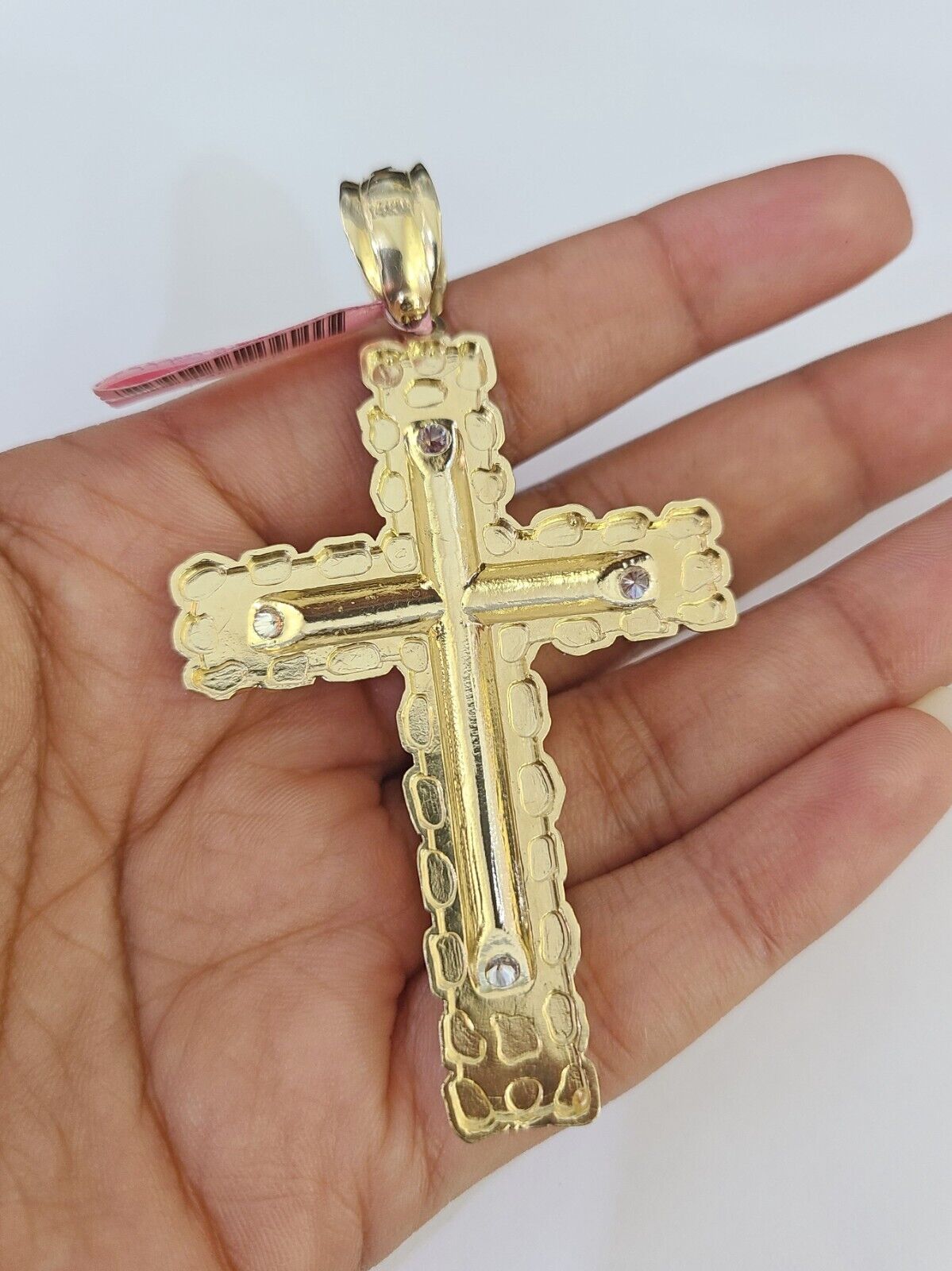 14k Gold Chain Jesus Cross Charm Solid Cuban Curb 5mm 20"-28" Inch SET Necklace