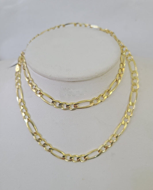 Solid 10k Yellow Gold Figaro Link Chain 5mm 24"  Men Women REAL Genuine