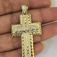 10k Real Last Supper Cross Charm Pendant Yellow Gold Men Women Diamond cuts 2"