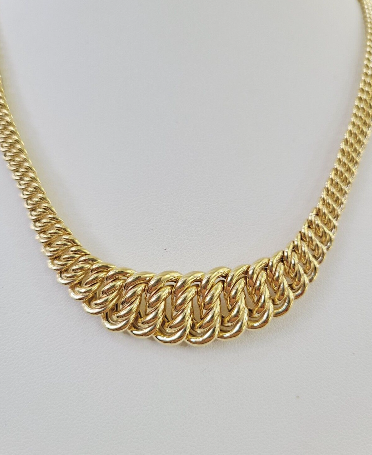 10K Gold Flat Byzantine Link Princesa Necklace 7mm 18" inch Real Yellow Chain