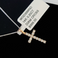 Real 14k Box Chain Jesus Cross Diamond Pendant Gold Necklace SET Women