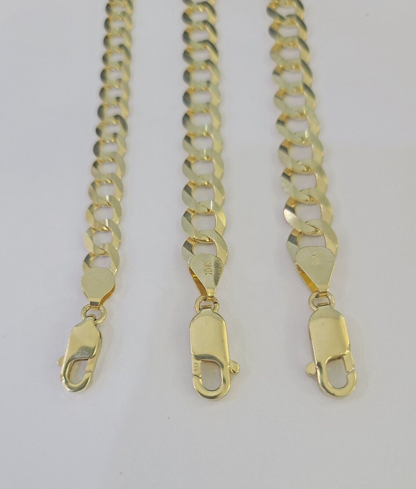 10k Solid Cuban Curb Link Necklace Chain Yellow Gold 8mm 9mm 10mm 20"-30"