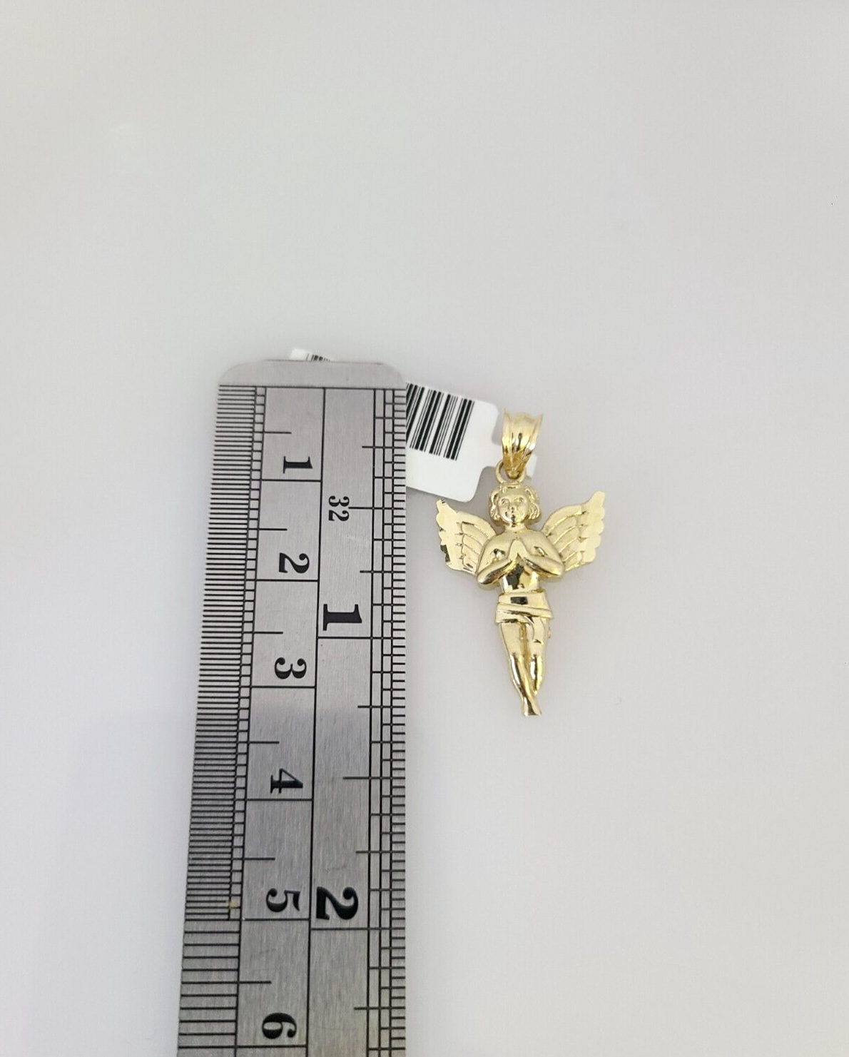 10k Gold Miami Cuban Chain Praying Angel Charm Pendant 3mm 18-28in Necklace Set