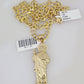 10k Gold Necklace Chain Saint Jude Charm Solid Cuban Curb 5mm 18"-28" Inch SET