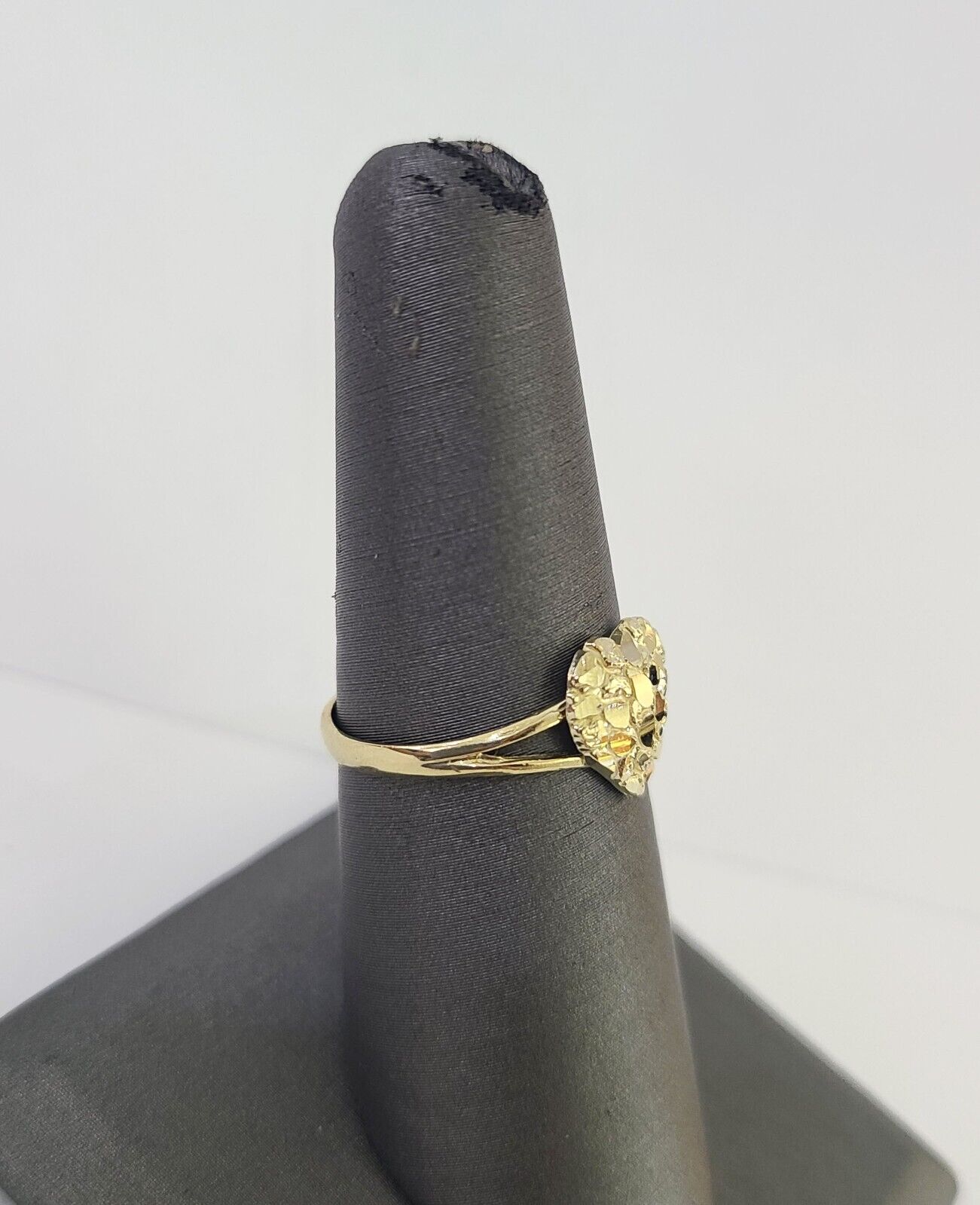 Real 10k Nugget Heart Ring Band Wedding Engagement Women Yellow Gold