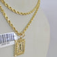 10k Gold Initial I Charm Rope Chain 16"-26" 2.5mm SET Necklace Alphabet Pendant