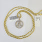 10k 3mm Rope Chain A Diamond Pendant Alphabet 18"-30" Gold Set Charm Necklace