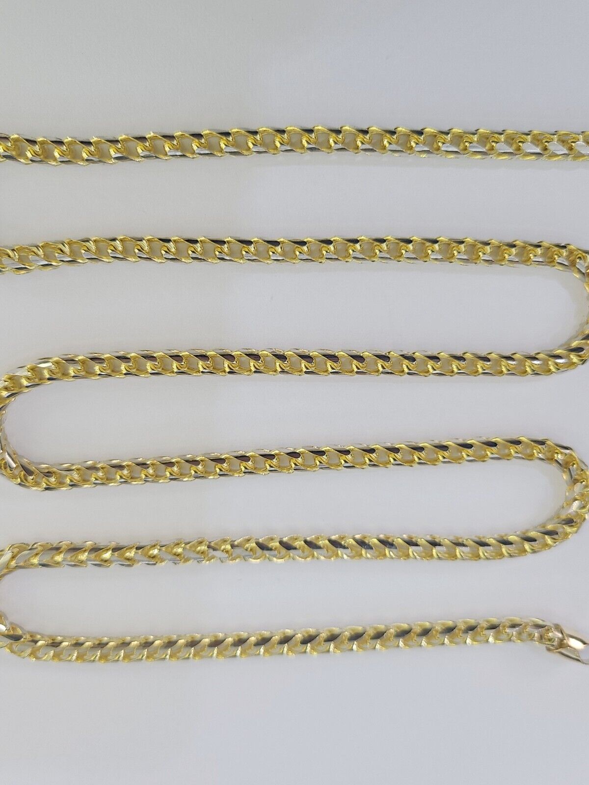 Real 10k Solid Palm Chain Yellow Gold 4mm 18"-26"Men Women Necklace Diamond Cut