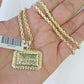 Real 10k 3mm Rope Chain Last Supper Pendant Charm 18" 20" 22" 24" 26" Set Yellow