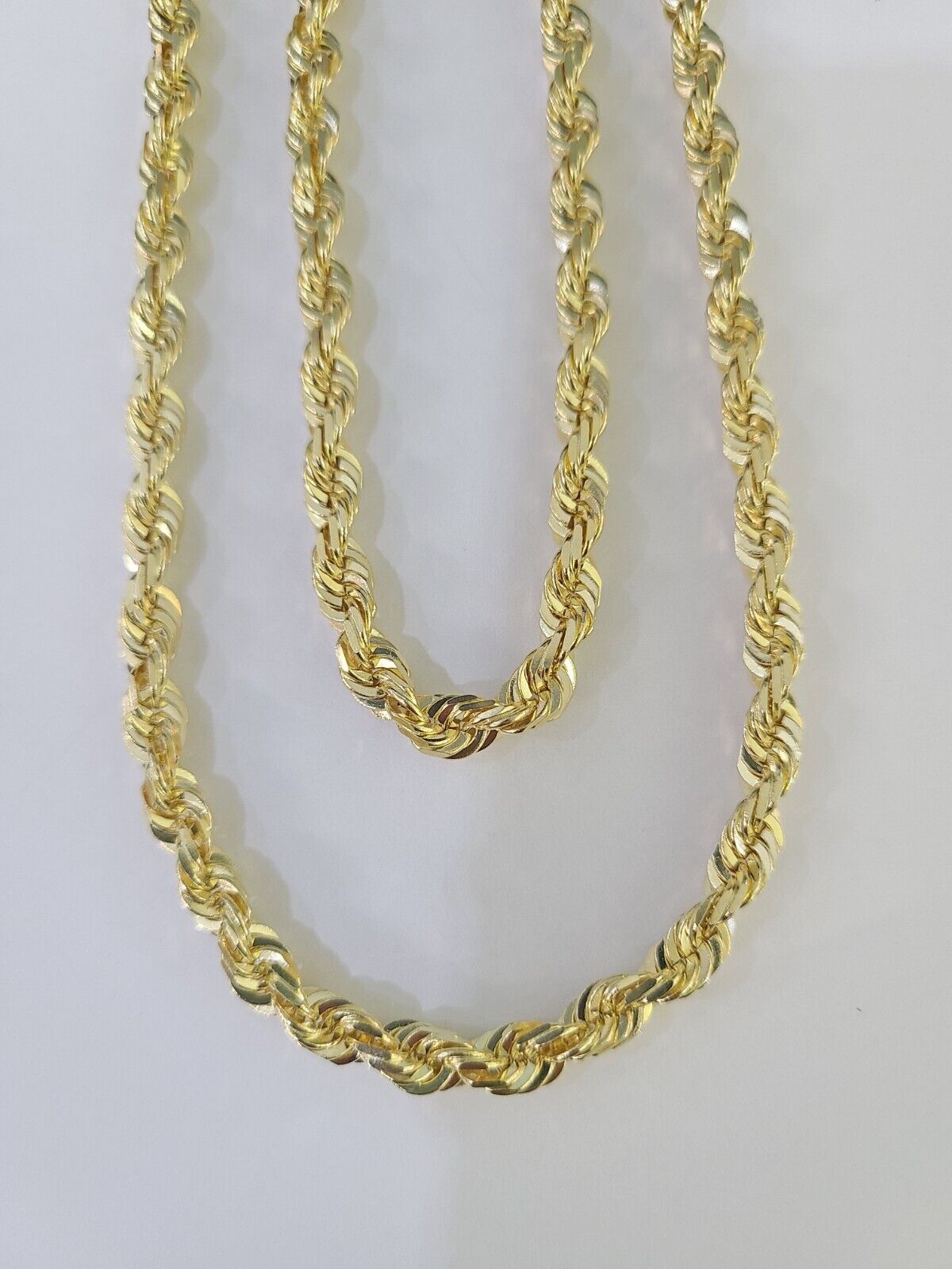 10K Real Solid Rope Chain Yellow Gold Necklace 6mm Length 18" 20" 22" 24" 26"