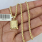 10k Gold Initial C Charm Rope Chain 16"-26" 2.5mm SET Necklace Alphabet Pendant