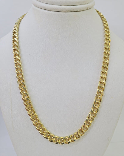 14k 6mm Miami Cuban Link Chain Yellow Gold Necklace 18"-26" Inches Real