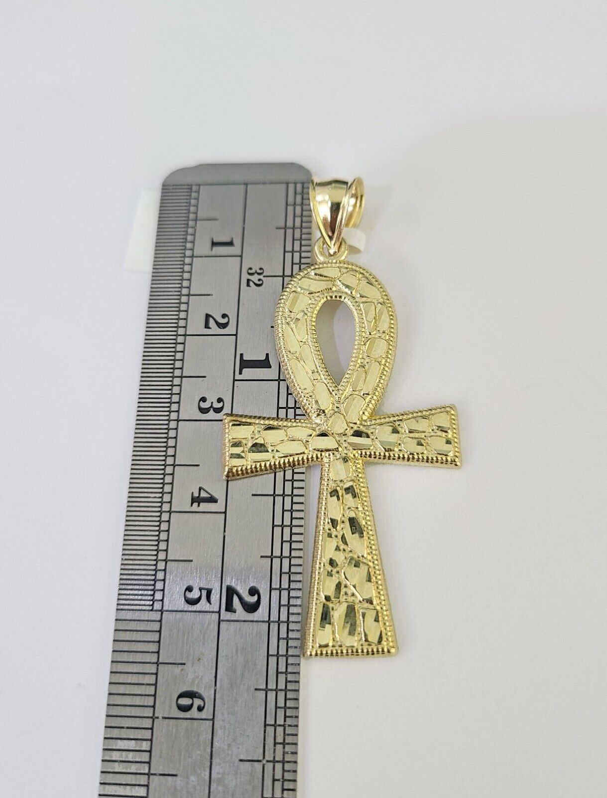 10k Gold Byzantine Necklace Ankh Cross Charm 18-28 inch 3mm SET Chain Pendant