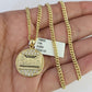 10K Gold Miami Cuban Chain Mayan Calendar 18"-28" 3mm Pendant Necklace SET