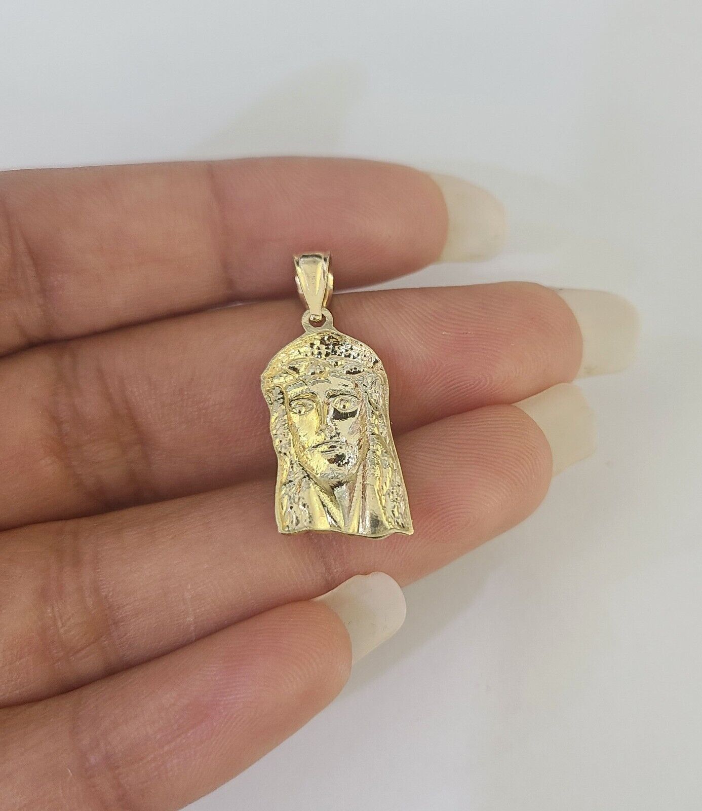 10k Rope Chain Jesus Head Pendant 18"-30" Yellow Gold Set Charm Necklace 3mm