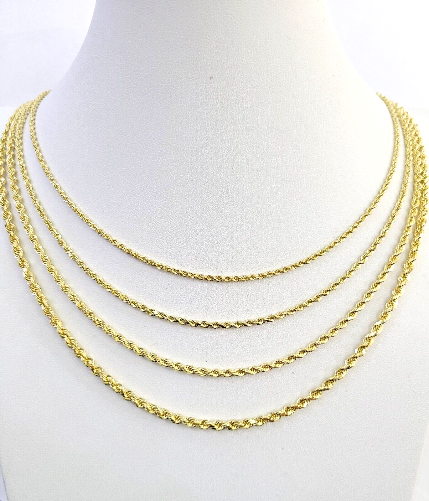 Real 14k Gold Rope Chain Necklace 2mm 2.5mm 3mm 4mm Yellow 14kt Men Women