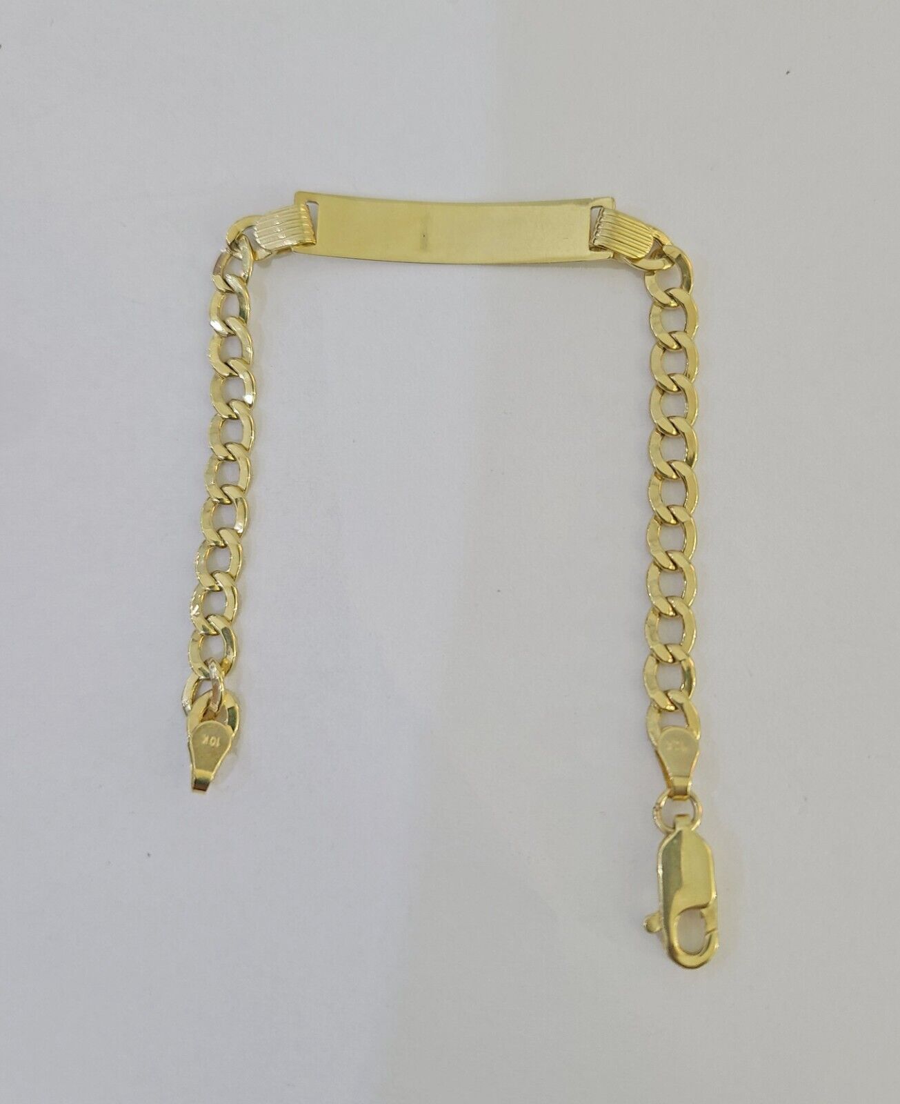 REAL 10K Gold ID Bracelet Kids Baby Cuban Curb Link Unisex