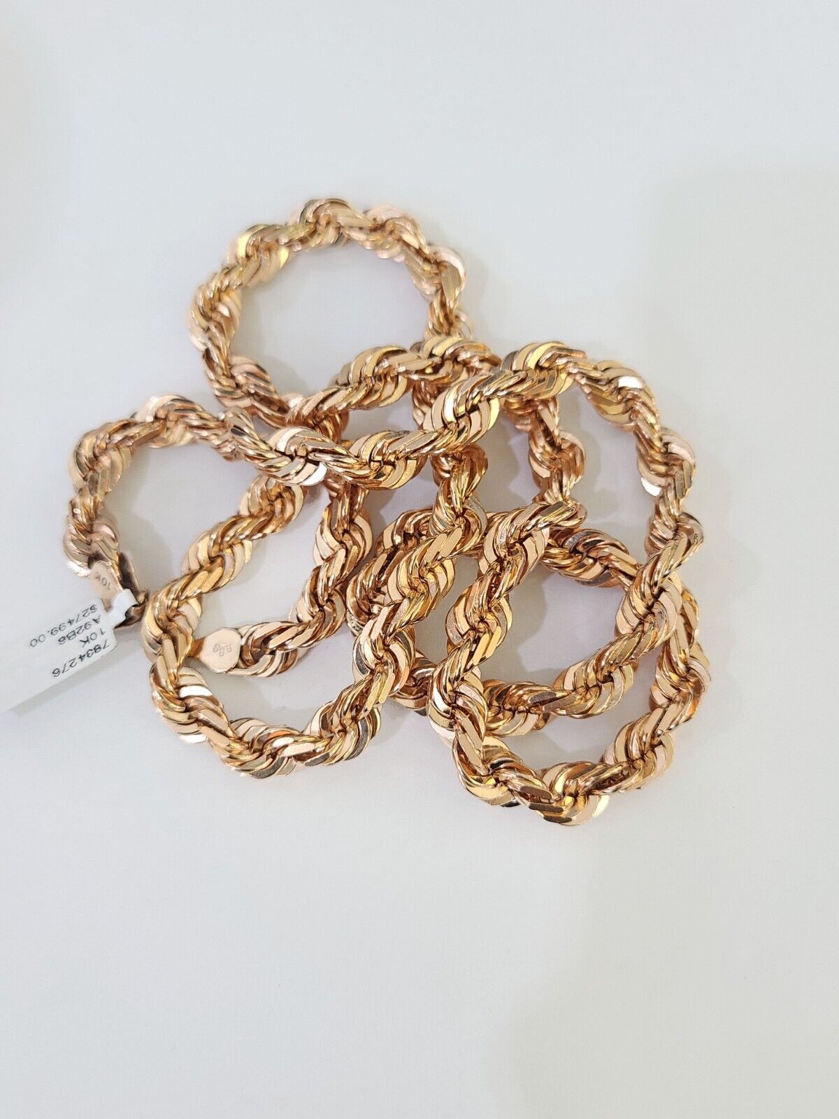 10k Solid Rose Gold Rope Chain Necklace 24" Inches 7mm Diamond Cut